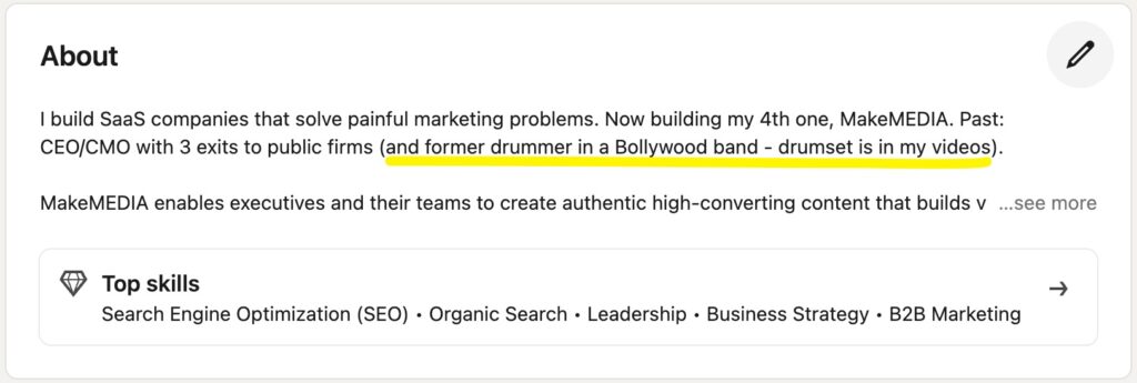 personal information in LinkedIn about section personal information in LinkedIn about section