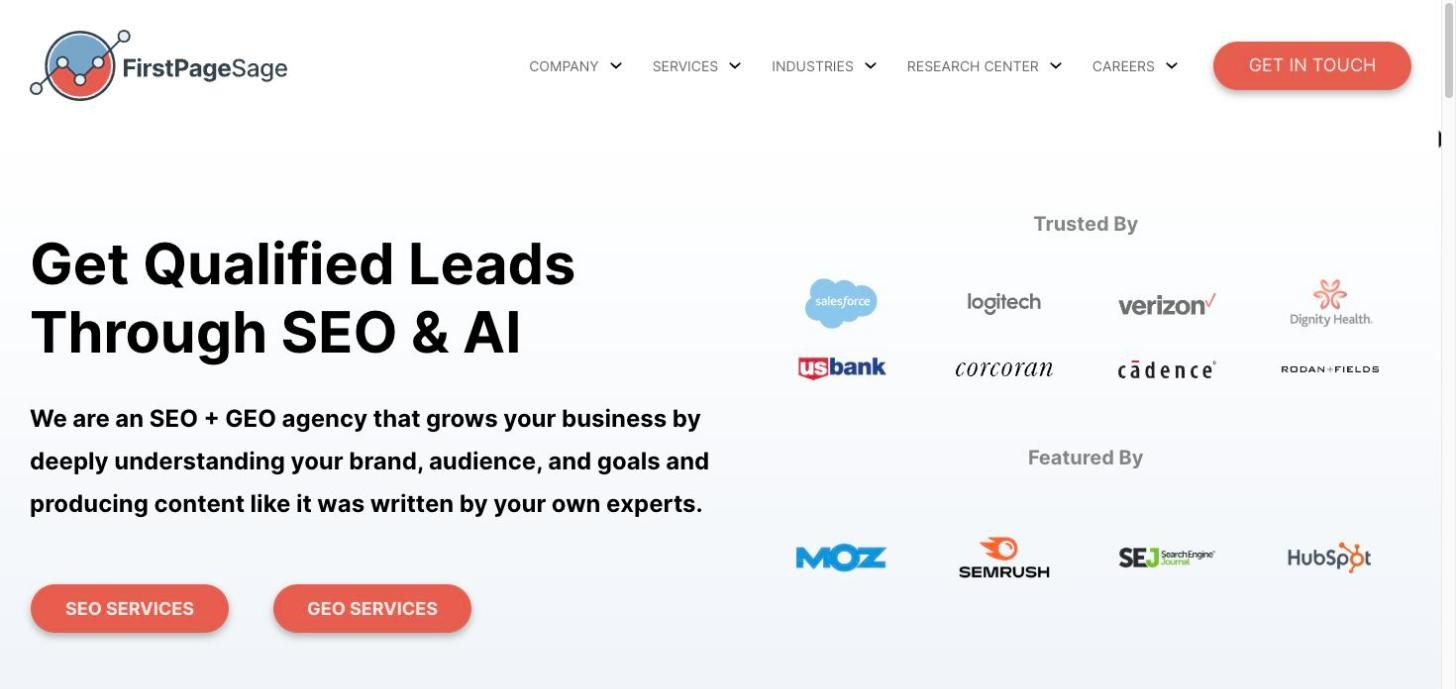 first page sage seo geo agency homepage