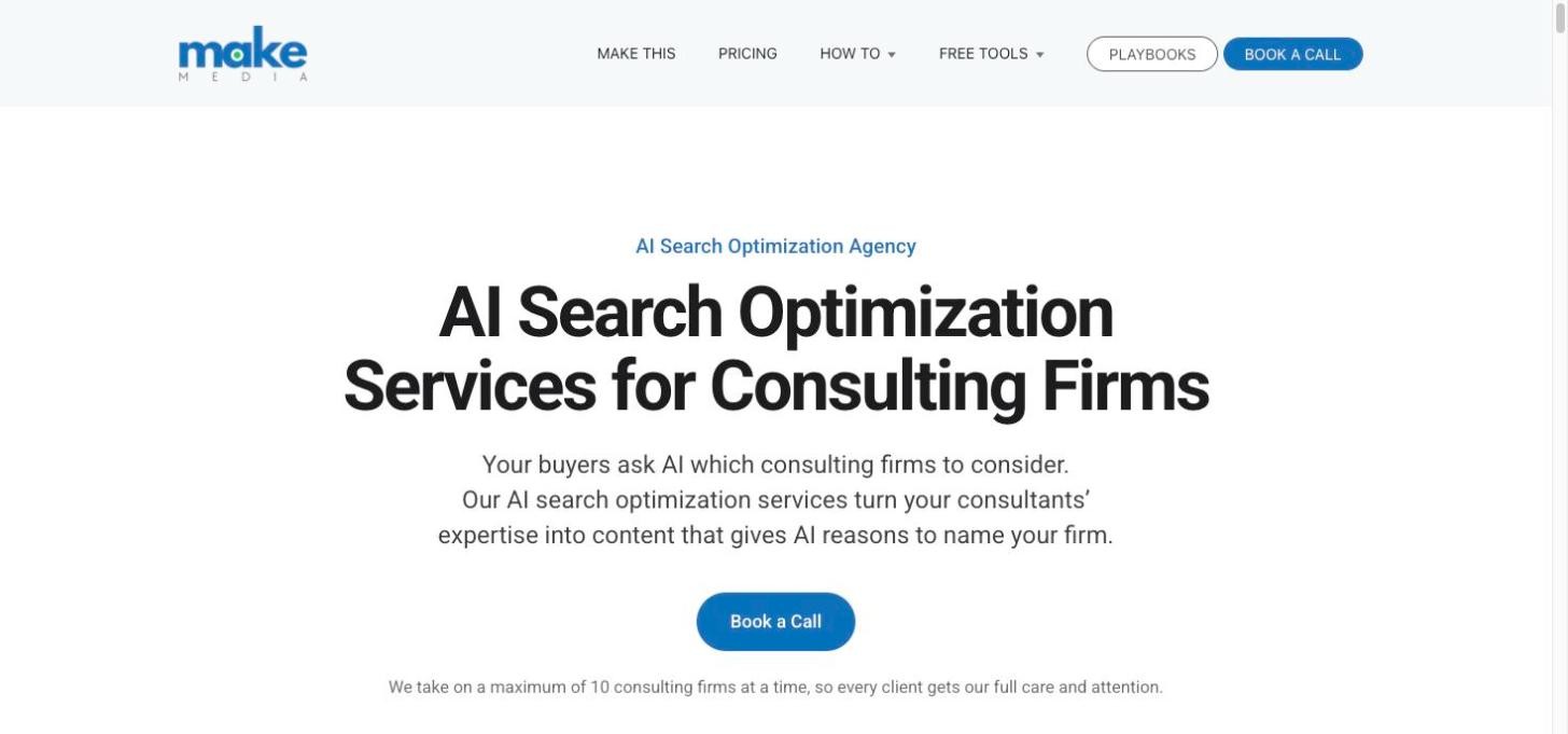 makemedia ai search optimization services consulting firms homepage
