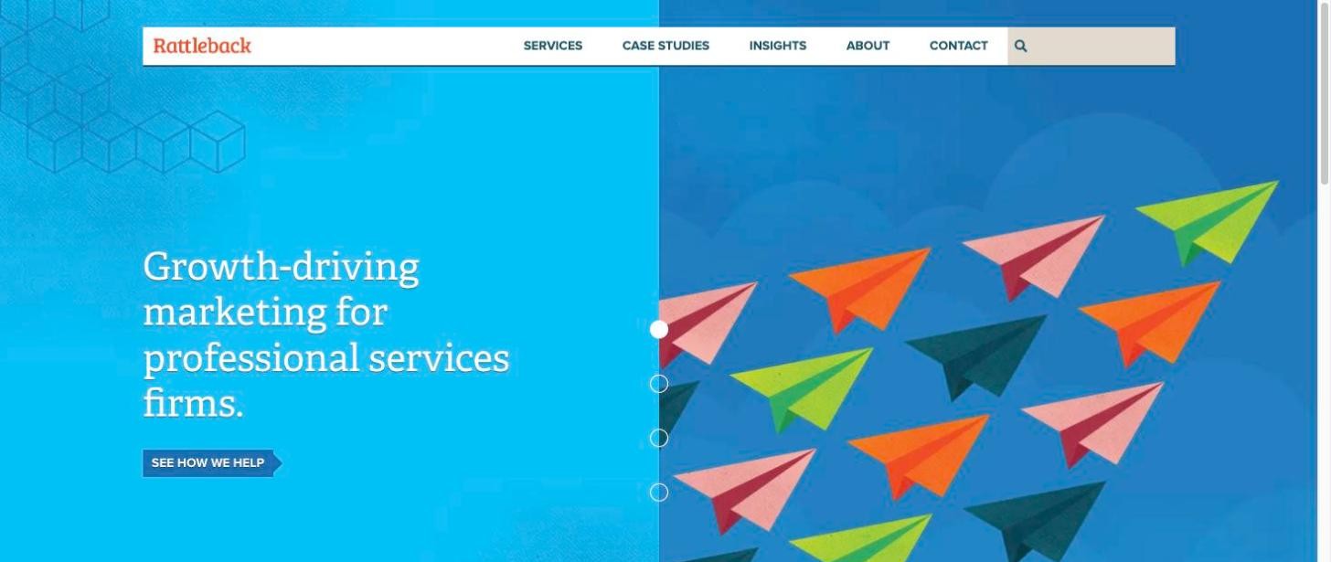 rattleback professional services marketing agency homepage