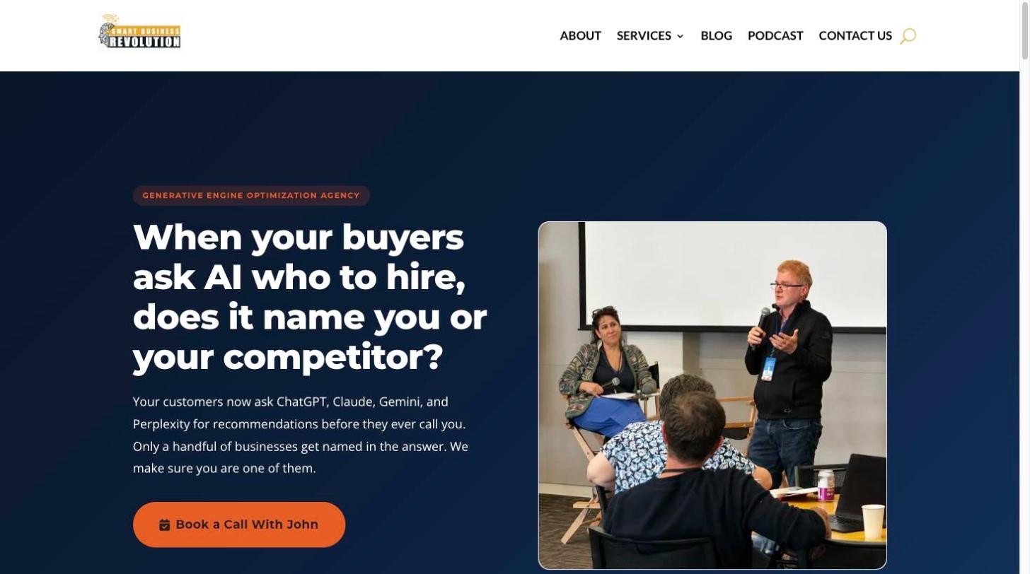 smart business revolution generative engine optimization agency homepage